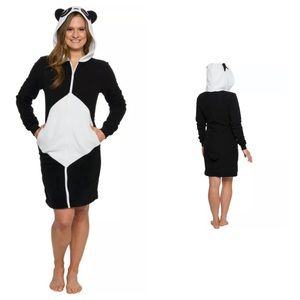 Fleece Silver Lilly Zip Front Panda Dress or Long Hoodie Lounge Festivals NEW XL